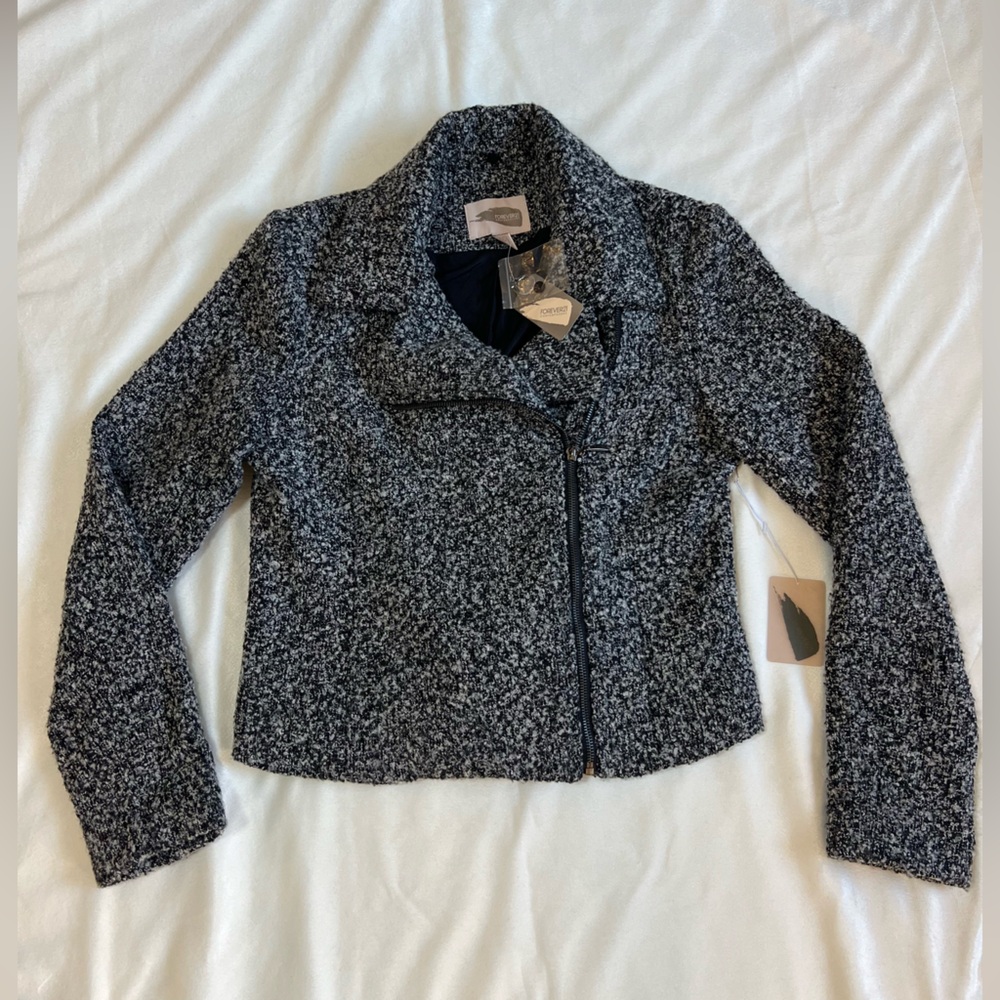 Forever 21‎ Black and Gray Textured Jacket Size Medium